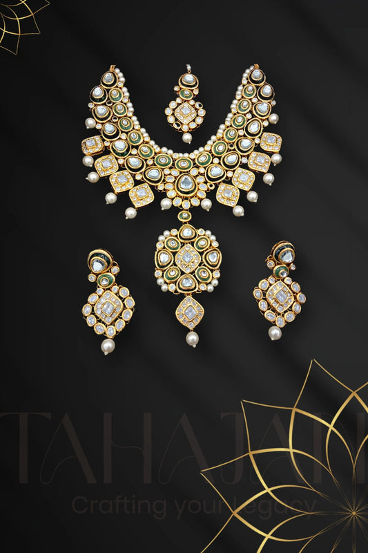 Emerald Gutka Kundan Bridal Necklace Set