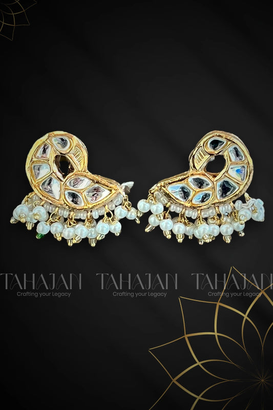 Leaf Motif Studs with Mini Pearls – Traditional Thapa Challa Design