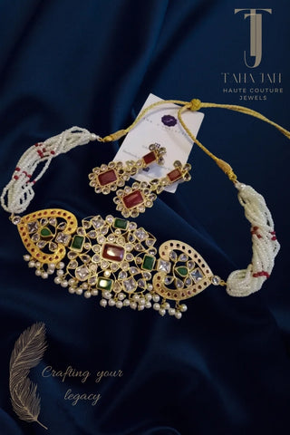 Majestic Gutka Kundan Chokar & Royal Jhumkas Set