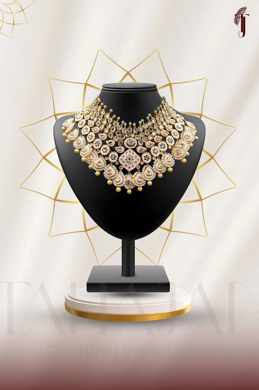 Gutka Kundan Pink Enamel Bridal Set